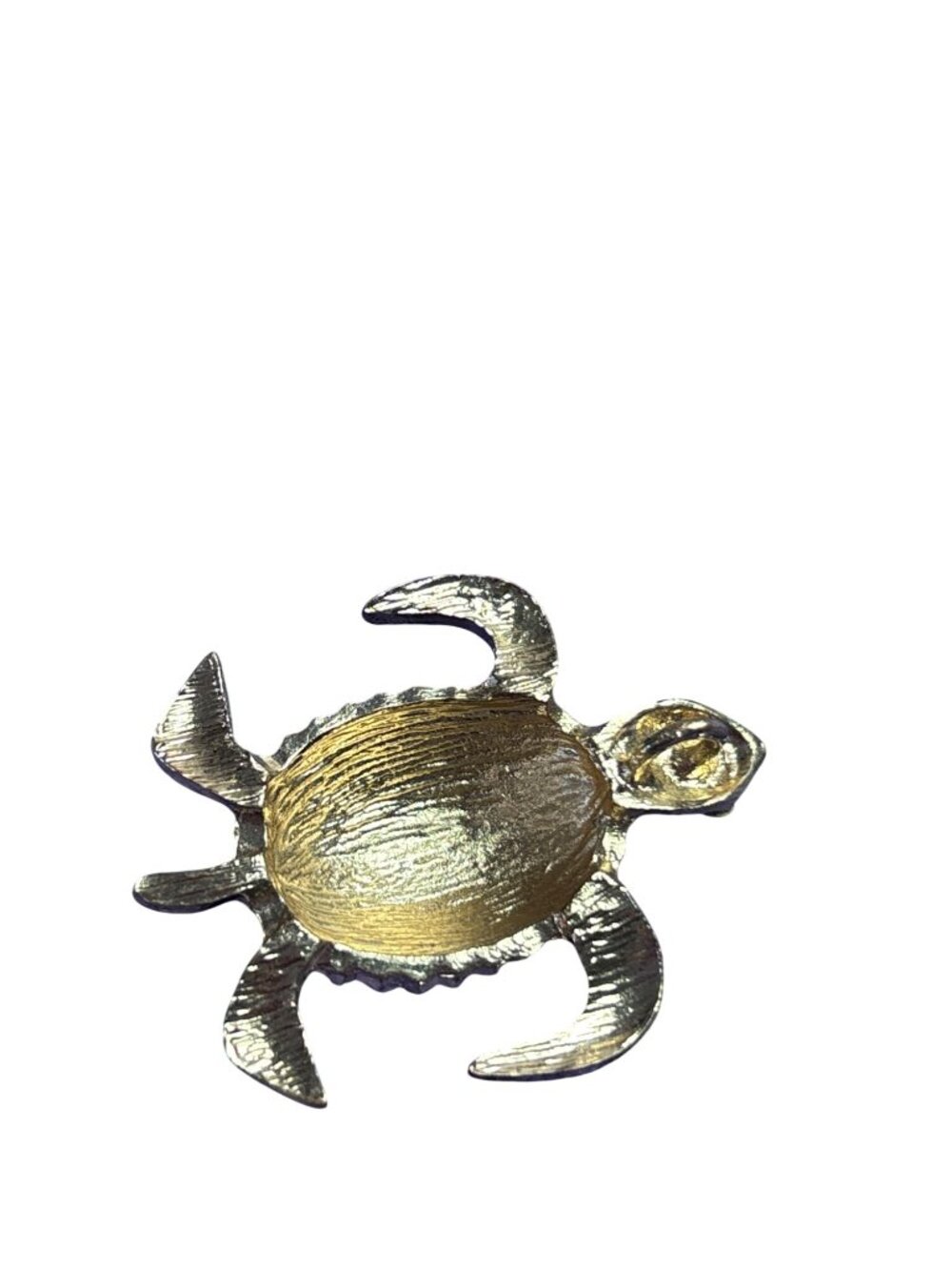 Goldtone Sea Turtle Pendant Mint Green Enamel Clear Rhinestones Black Eyes - Picture 3 of 3